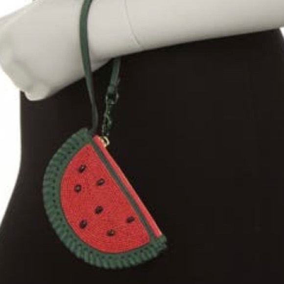 Authentic TORY BURCH Leather/beads watermelon top zip wristlet - Picture 11 of 12